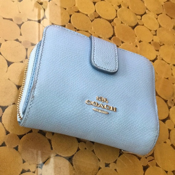 light blue coach wallet